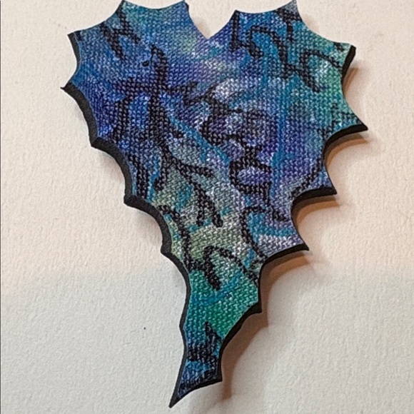 Blue Fiber Art Brooch by Karen Linduska - Picture 4 of 5